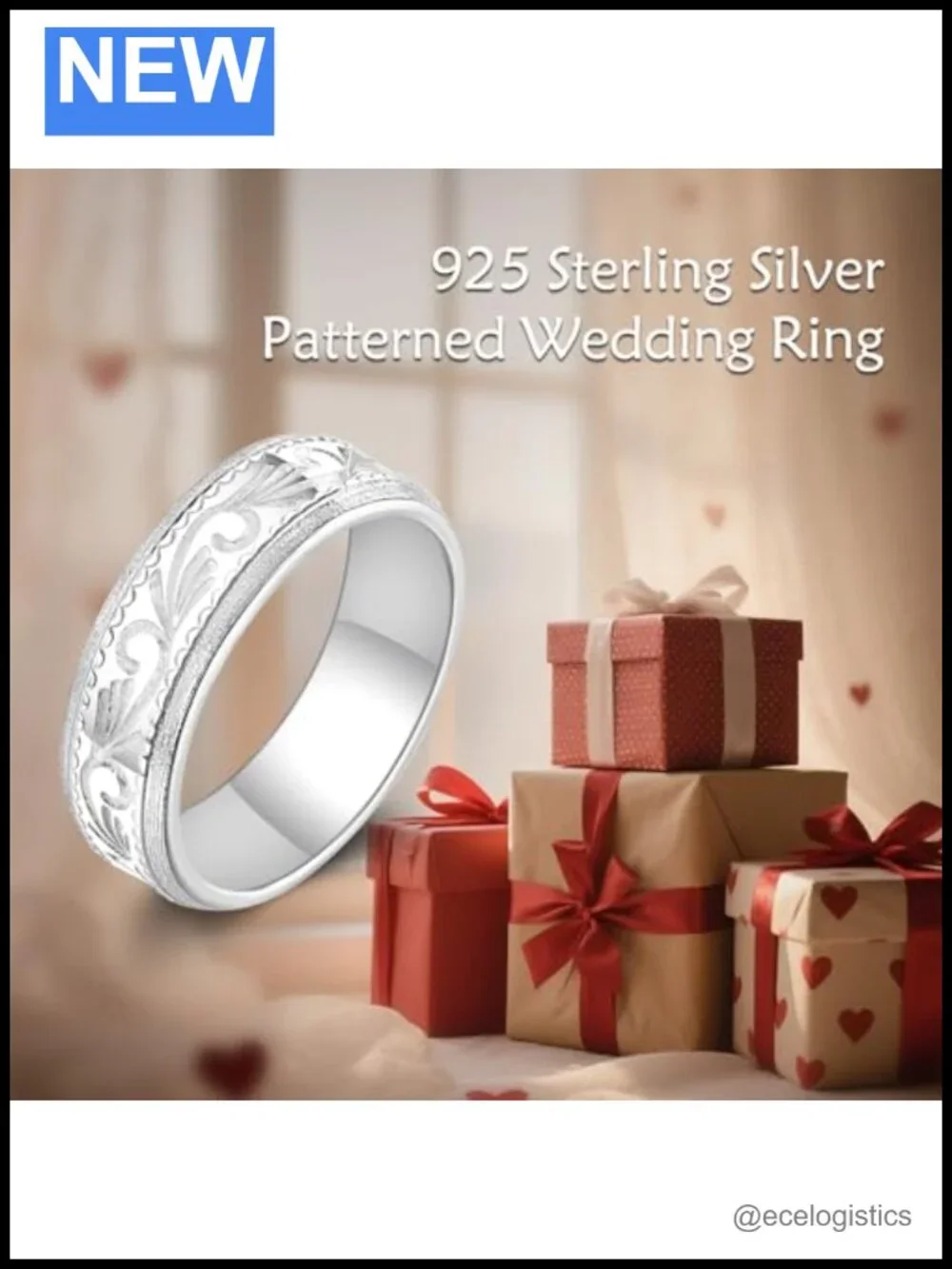 Sterling Silver Filigree Ring 6mm Wide Band Leaf Design Vintage Unisex